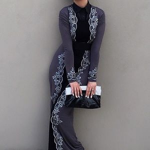 Gray and Black Maxi Dress